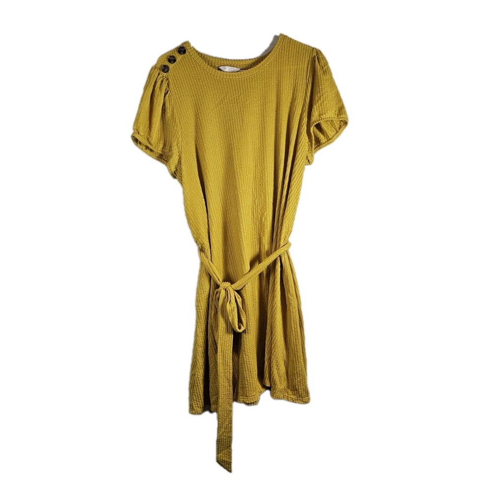 Lauren Conrad Dress Womens Size XXL 2X Yellow Stripe Belted Cottage Core EUC
